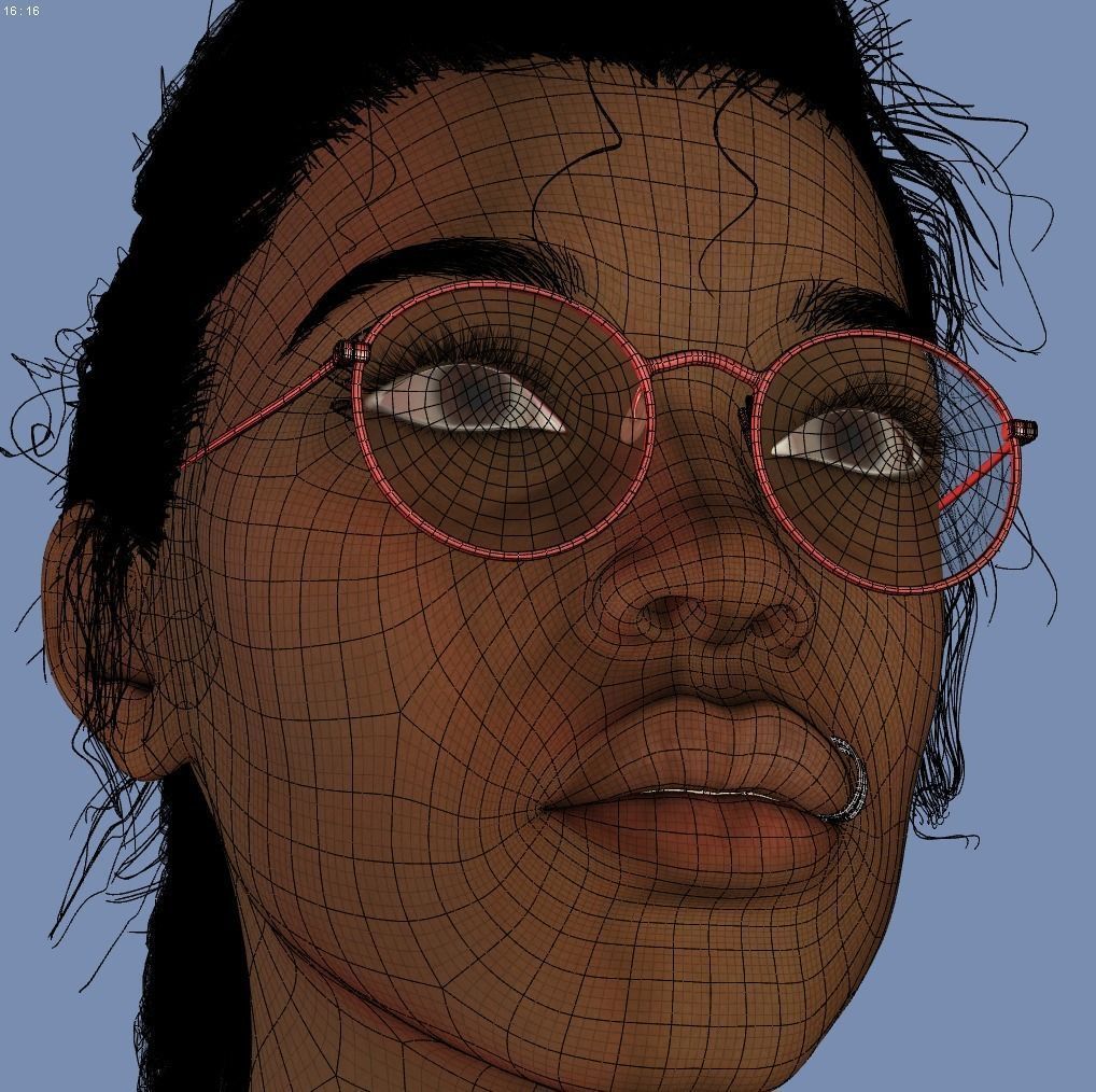 Photo realistic looking Black female Low-poly 3D model_2