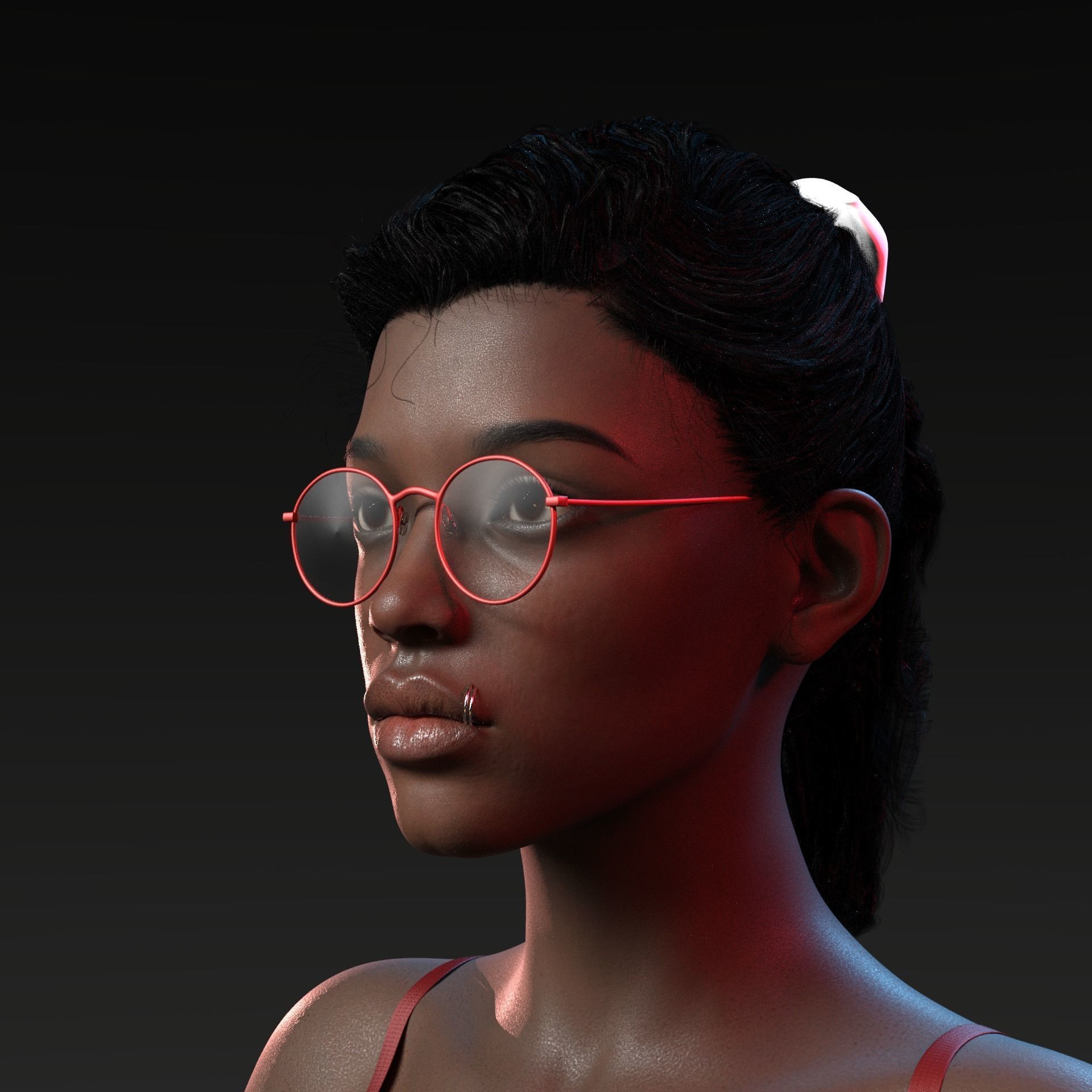 Photo realistic looking Black female Low-poly 3D model_1