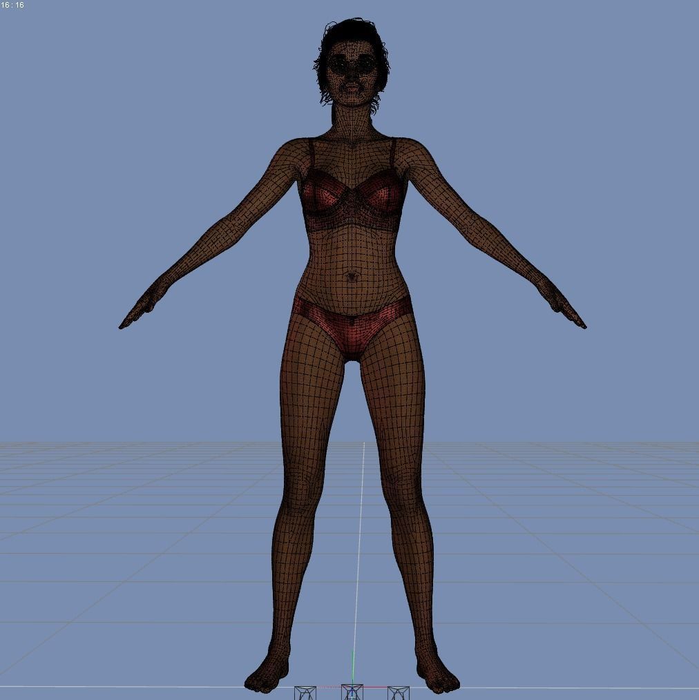 Photo realistic looking Black female Low-poly 3D model_8