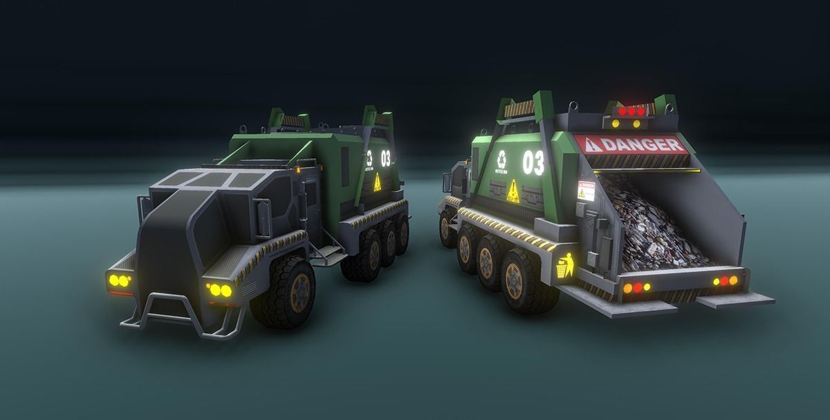 A Futuristic Goods Carrying Truck Low-poly 3D model_1