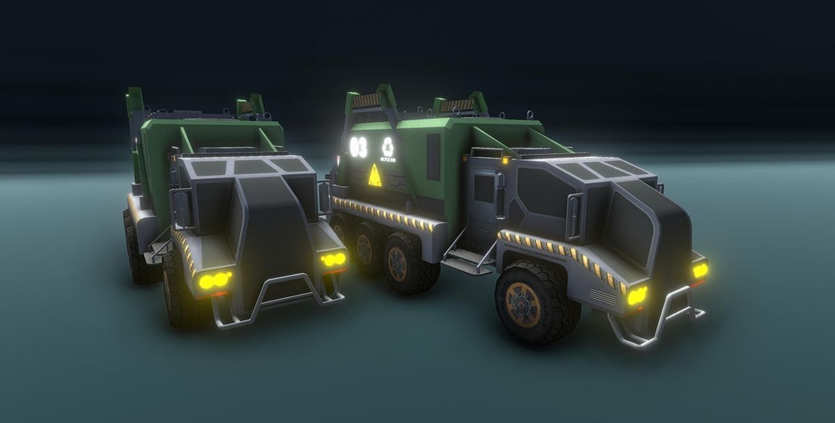 A Futuristic Goods Carrying Truck Low-poly 3D model_3