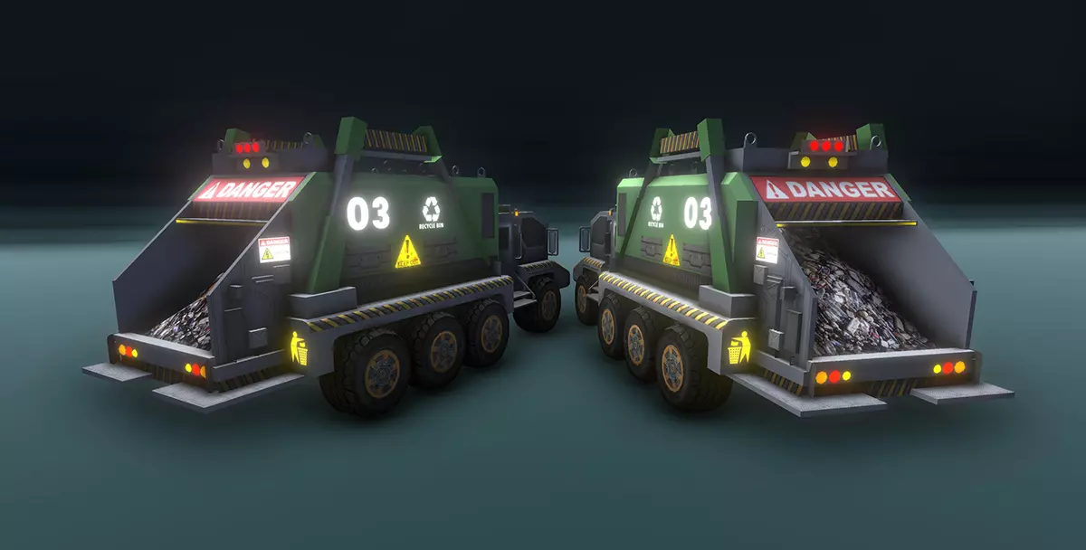 A Futuristic Goods Carrying Truck Low-poly 3D model_0