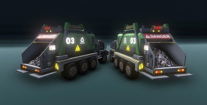 A Futuristic Goods Carrying Truck Low-poly 3D model