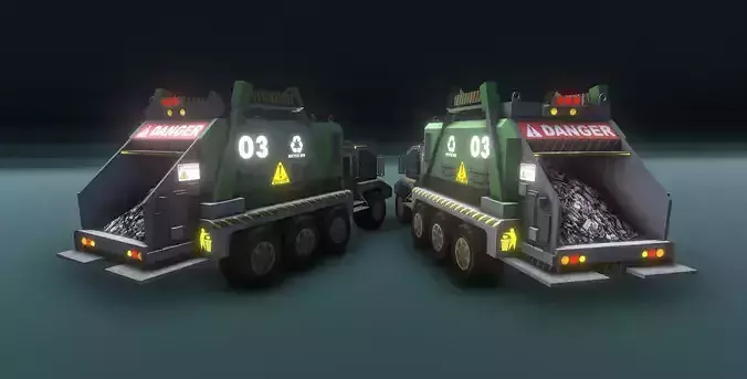 A Futuristic Goods Carrying Truck Low-poly 3D model