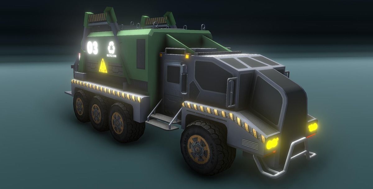 A Futuristic Goods Carrying Truck Low-poly 3D model_4