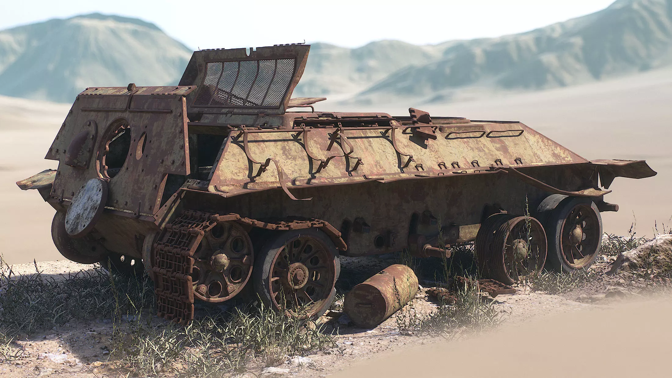 Tank T-34 Chassis Rusted 3D model