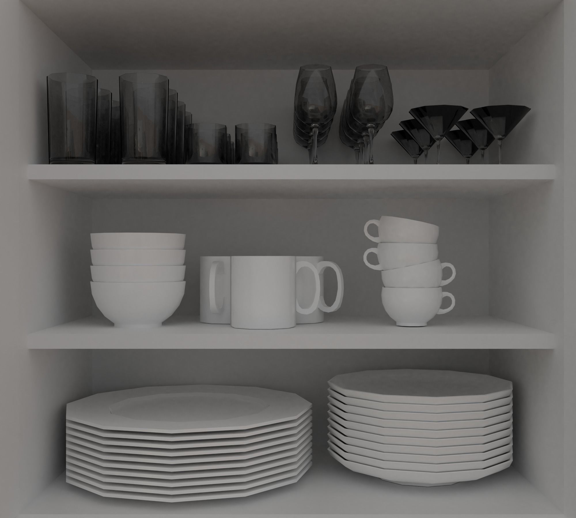Kitchen Low-poly 3D model_16