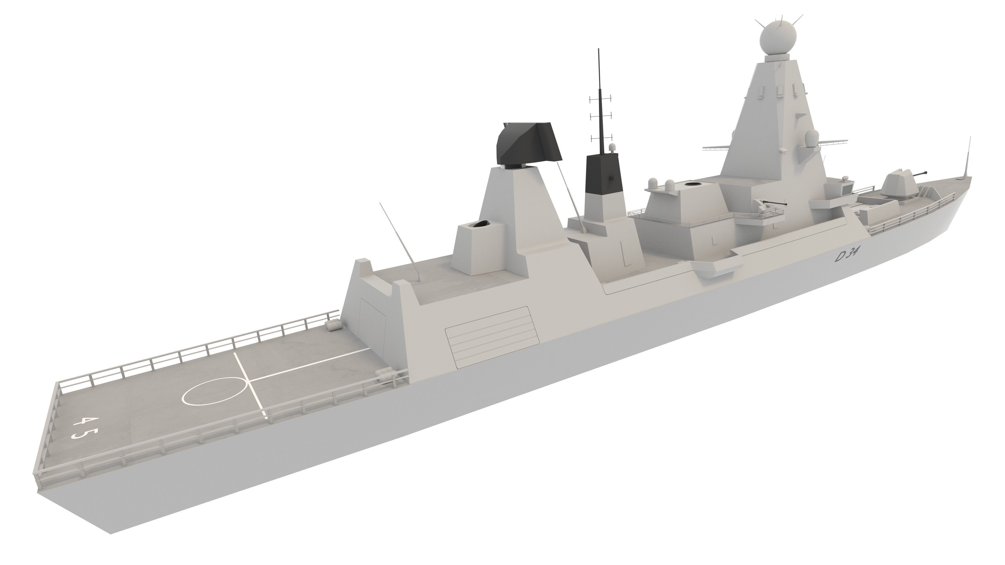 hms type 45 Low-poly 3D model_10