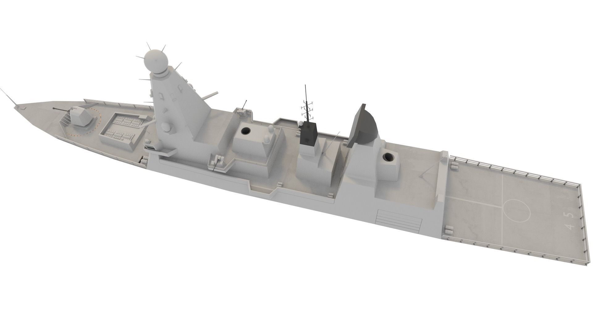 hms type 45 Low-poly 3D model_7