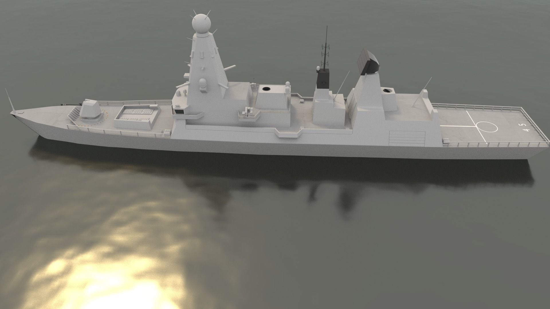 hms type 45 Low-poly 3D model_3