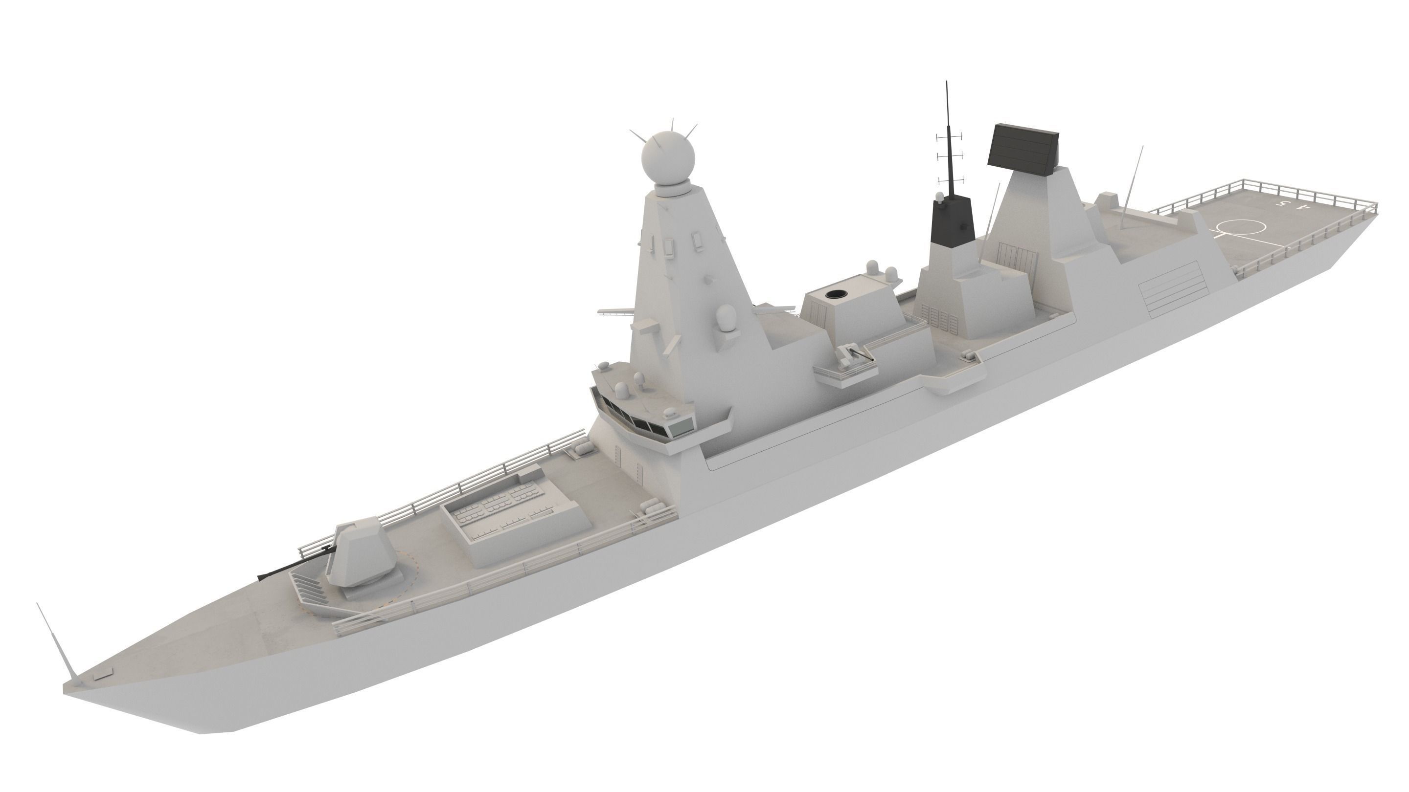 hms type 45 Low-poly 3D model_5