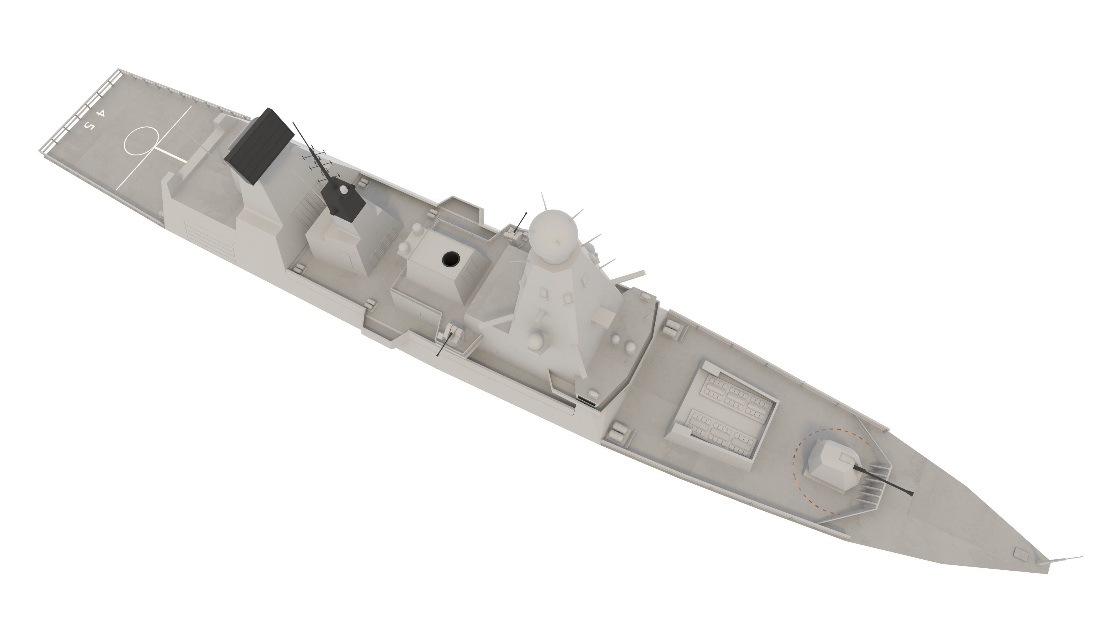 hms type 45 Low-poly 3D model_6