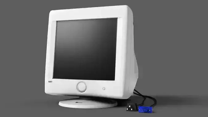 Historic Desktop PC Monitor - Lowpoly GameAsset