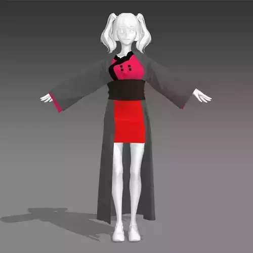 Cloth 3D model woman in kimono and dress