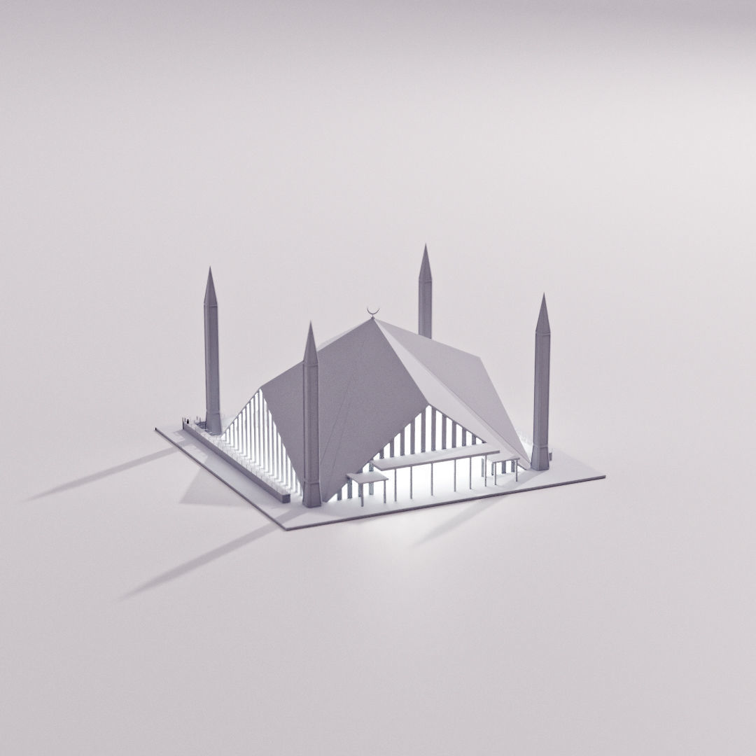 Faisal Mosque low poly 3D model_1