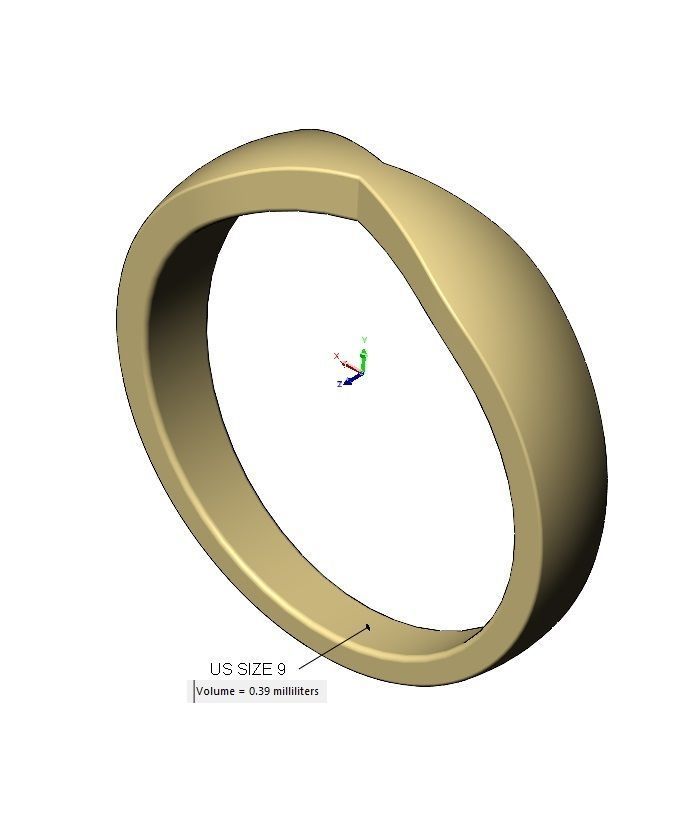 Simple pinched rounded band US sizes 5to9 3D print model_16