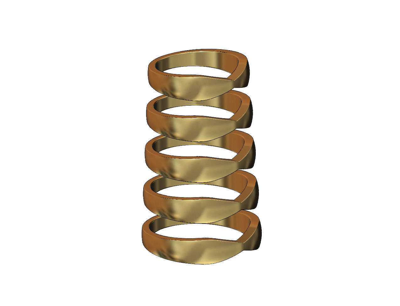 Simple pinched rounded band US sizes 5to9 3D print model_2