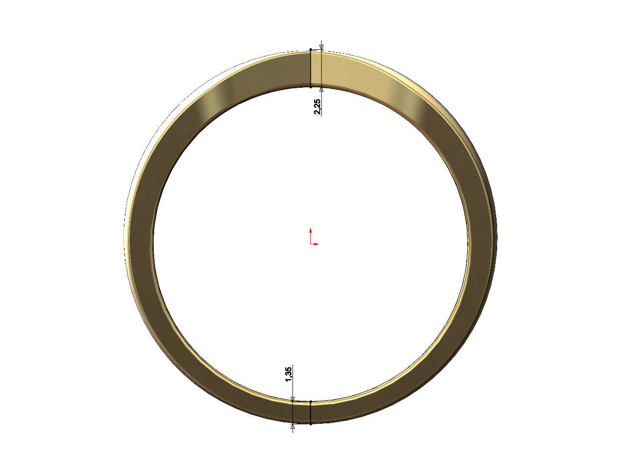 Simple pinched rounded band US sizes 5to9 3D print model_5