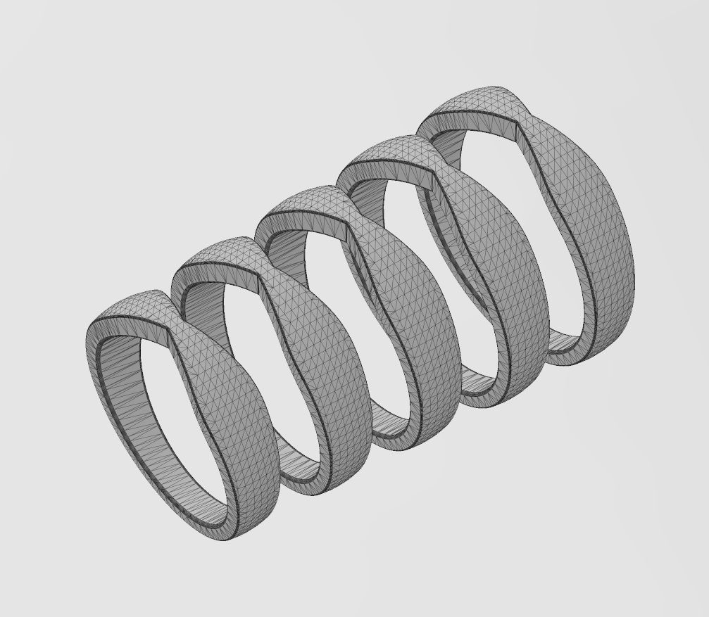 Simple pinched rounded band US sizes 5to9 3D print model_12
