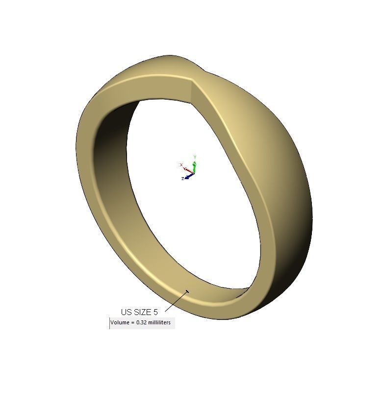 Simple pinched rounded band US sizes 5to9 3D print model_15