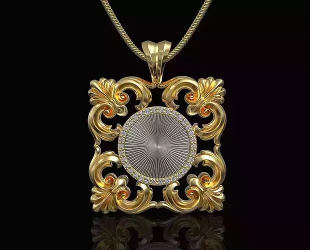 Square filigree pendant 3D print model