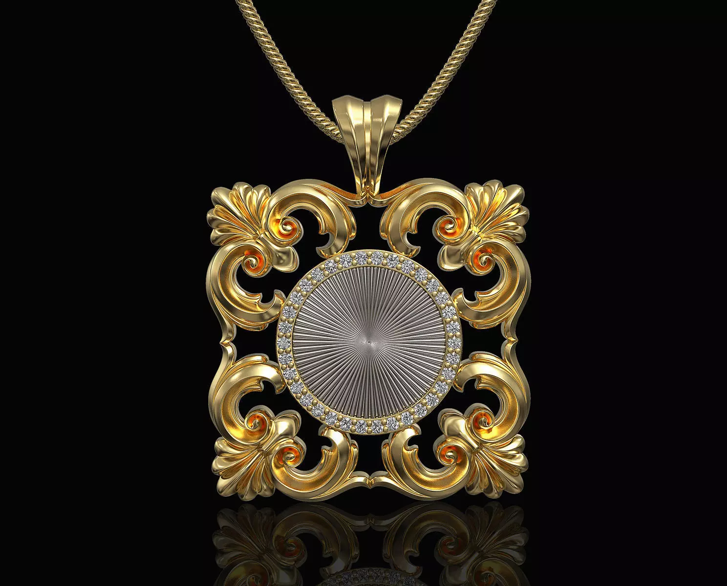 Square filigree pendant 3D print model