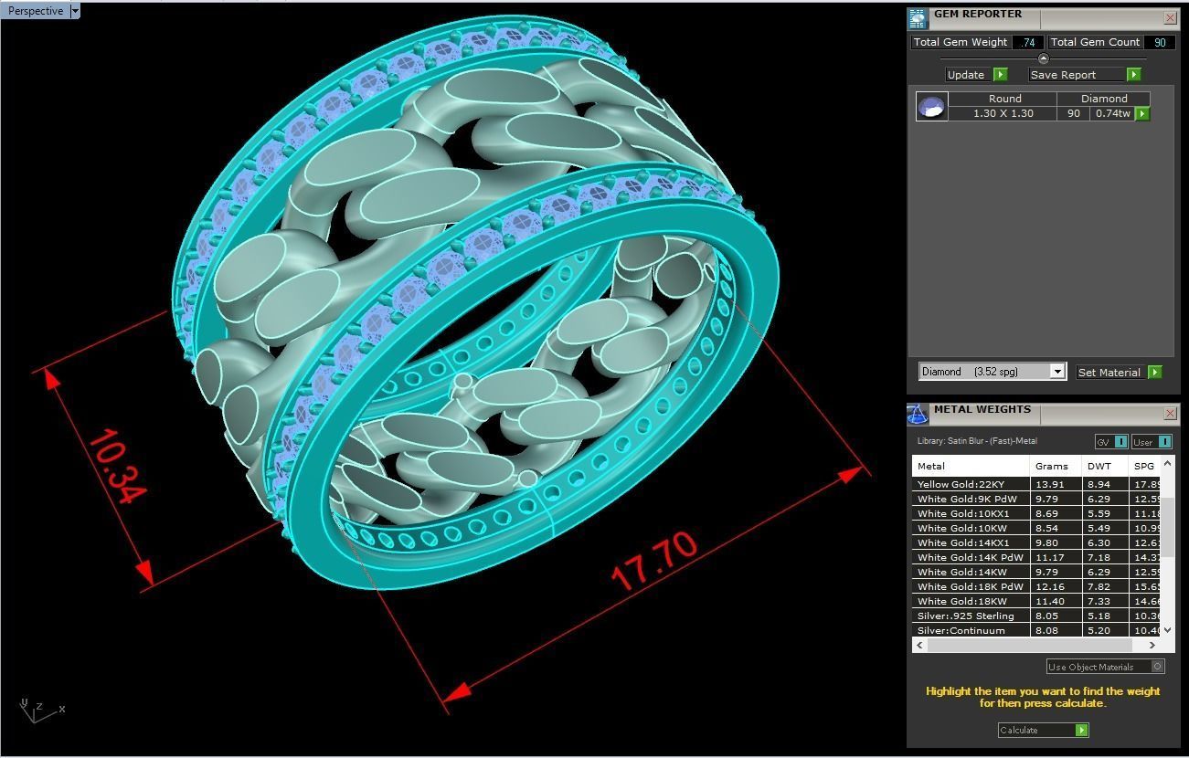 Chain Diamond ring - Miami Cuban ring - N8531 size 7 dot 5 3D print model_9