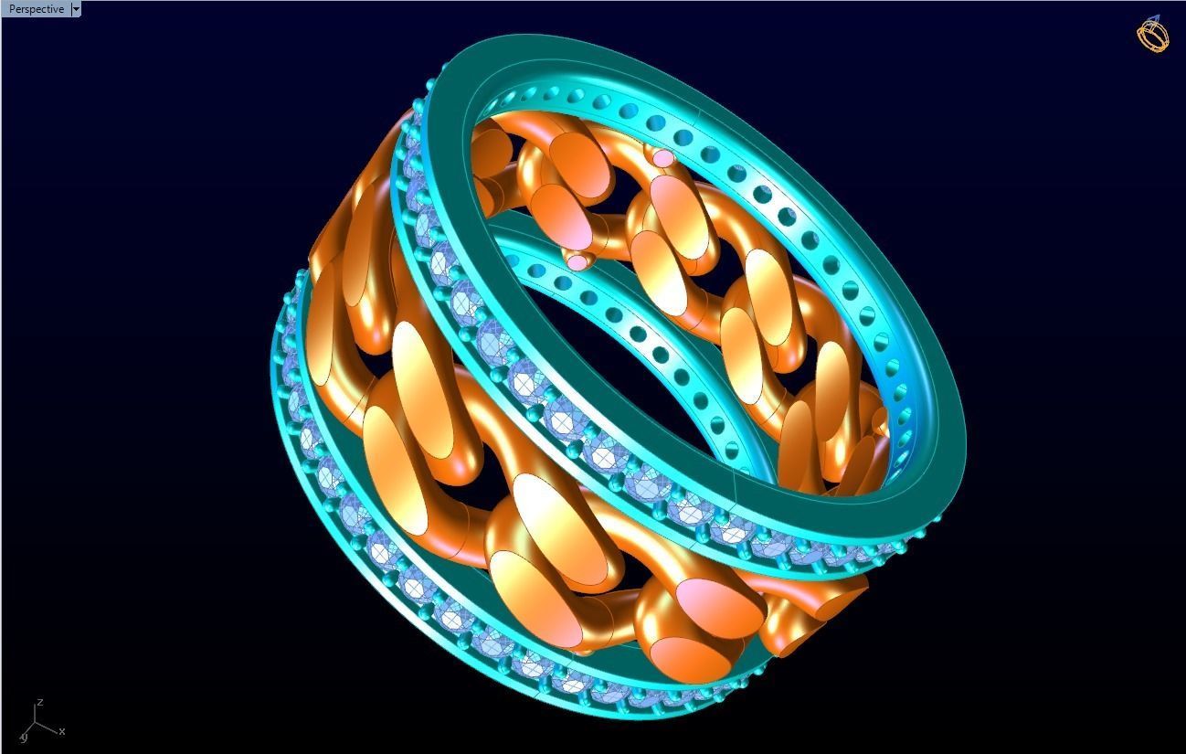 Chain Diamond ring - Miami Cuban ring - N8531 size 7 dot 5 3D print model_11