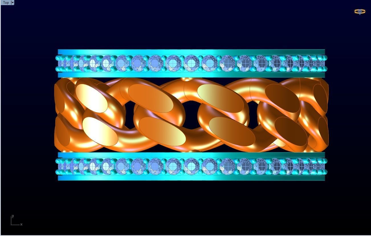 Chain Diamond ring - Miami Cuban ring - N8531 size 7 dot 5 3D print model_14