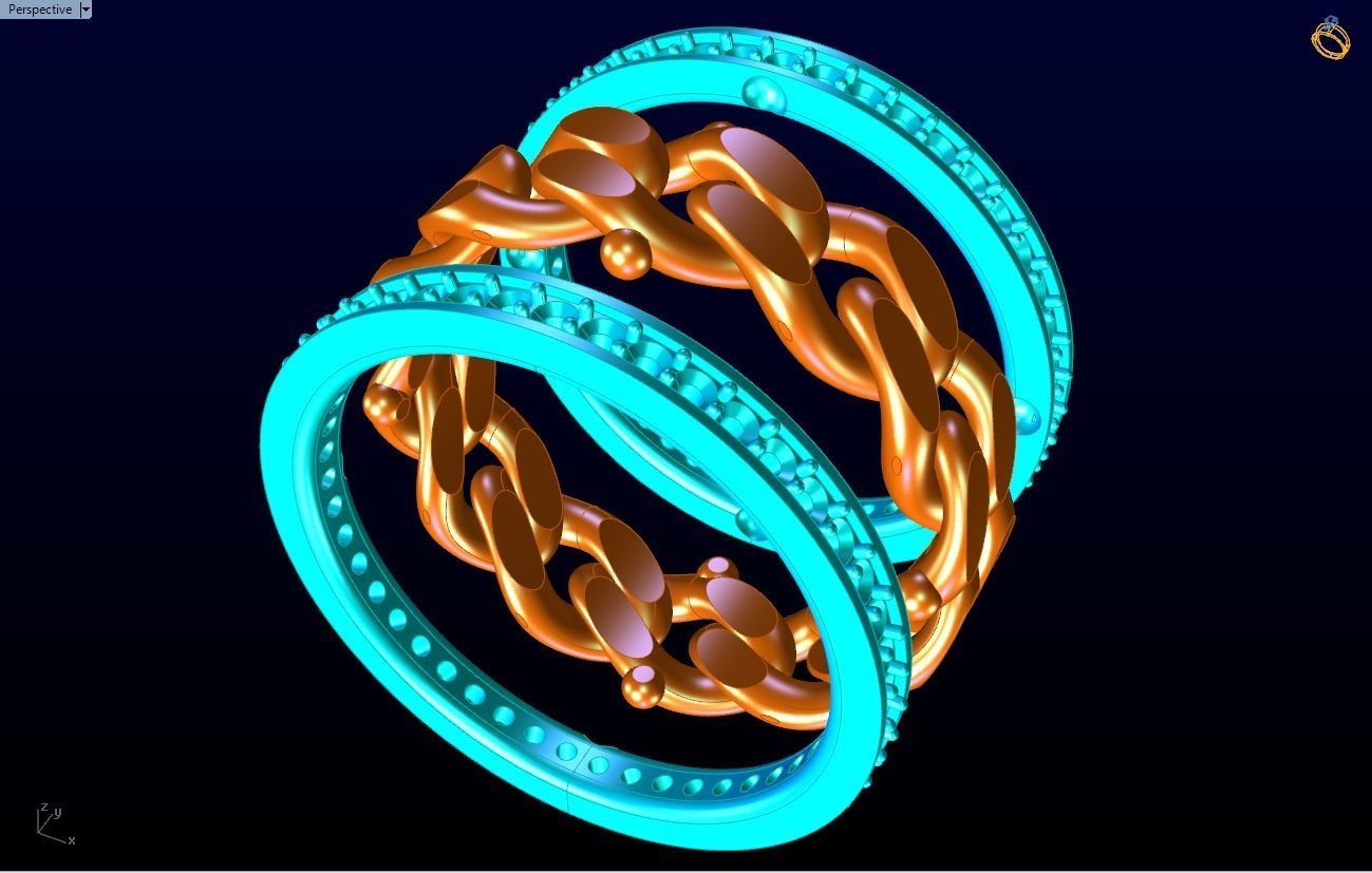 Chain Diamond ring - Miami Cuban ring - N8531 size 7 dot 5 3D print model_10