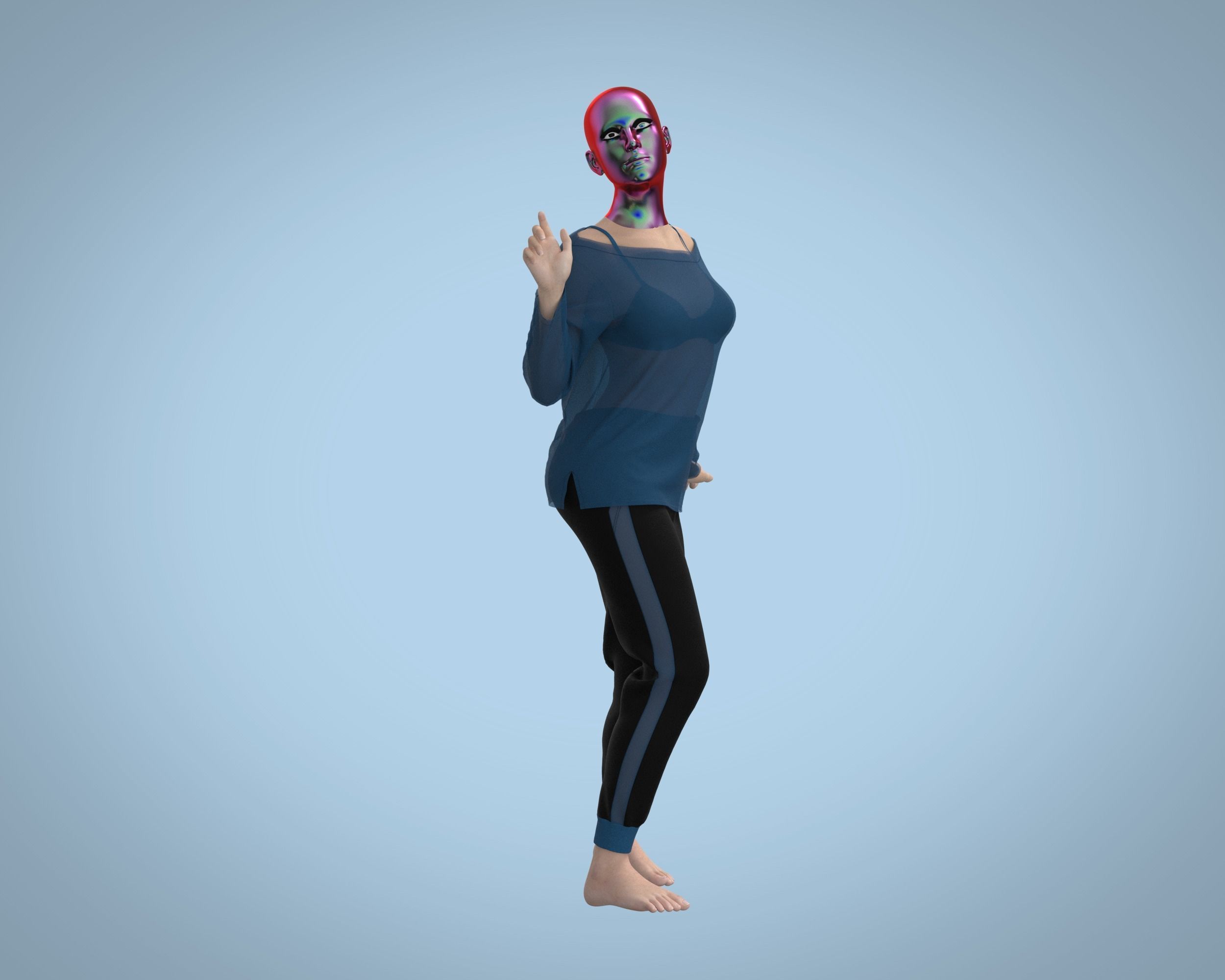 Ladies Tops with Jogger 3D model_1