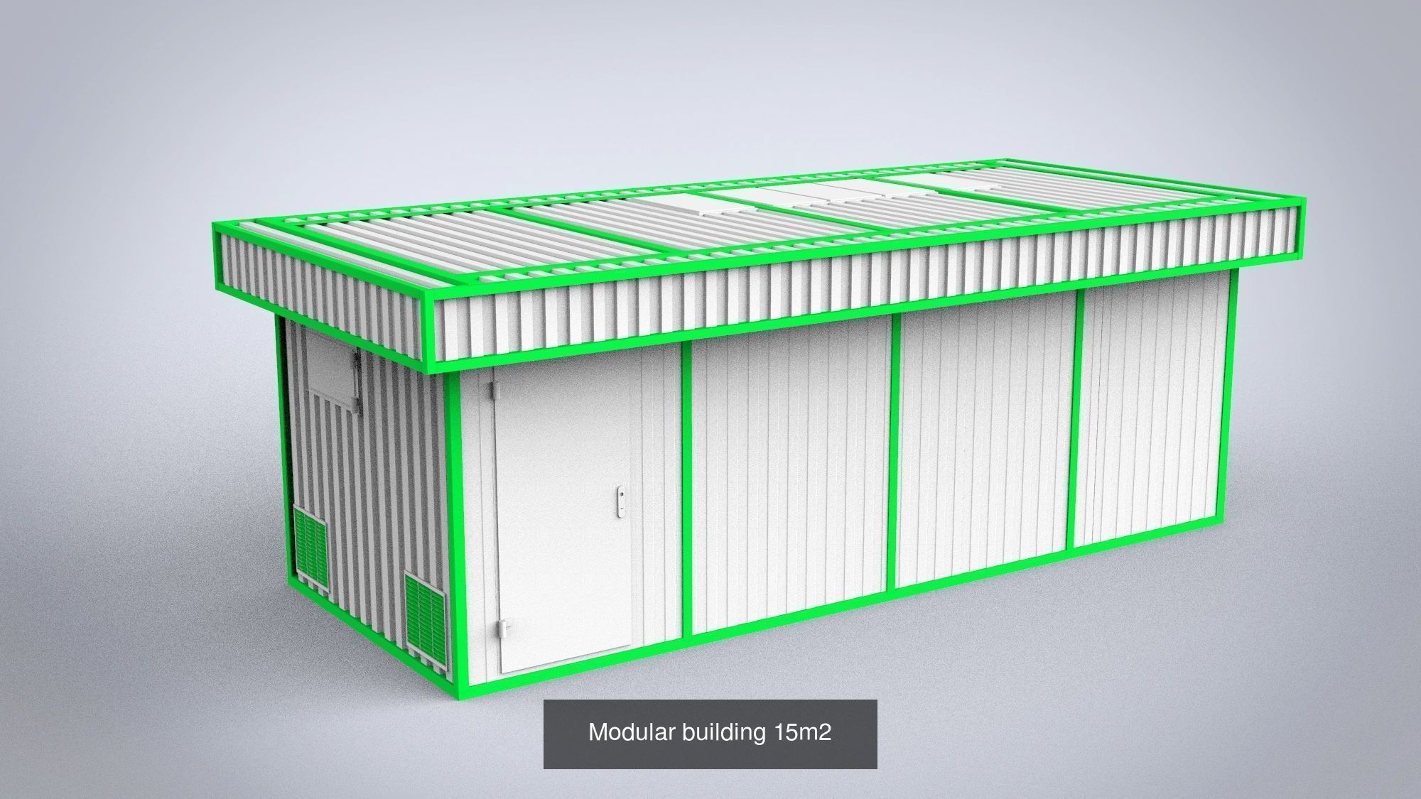 Four Modular buildings 15m2 3D Model Collection_3