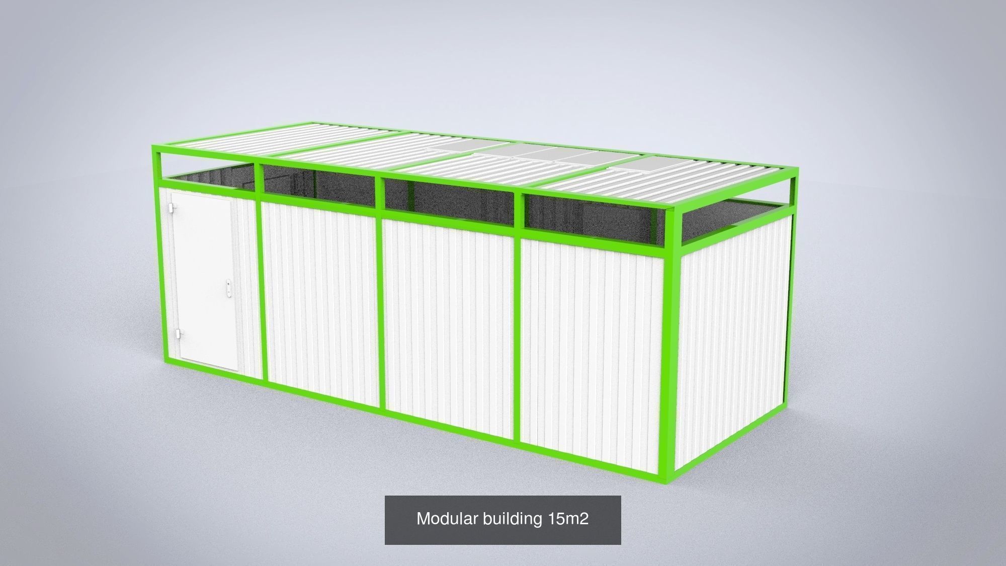 Four Modular buildings 15m2 3D Model Collection_1