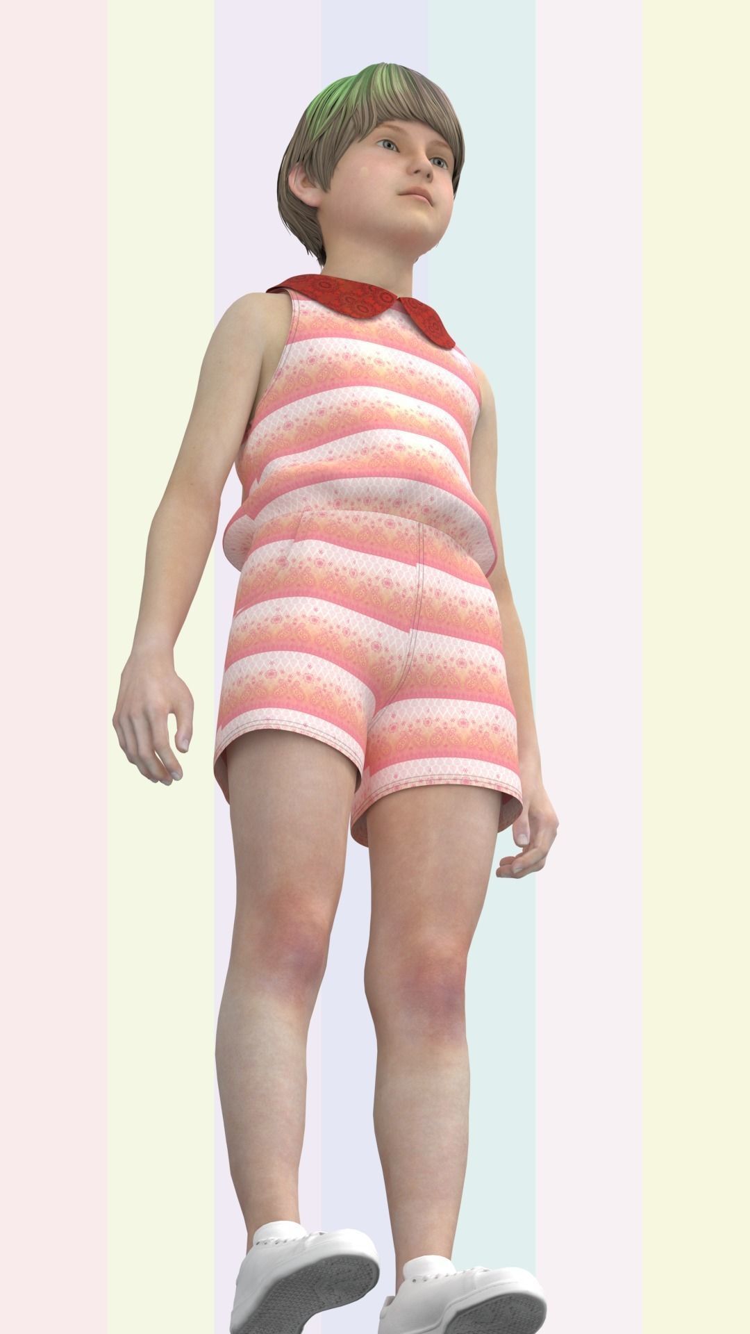 Girls Romper Dress  Low-poly 3D model_6