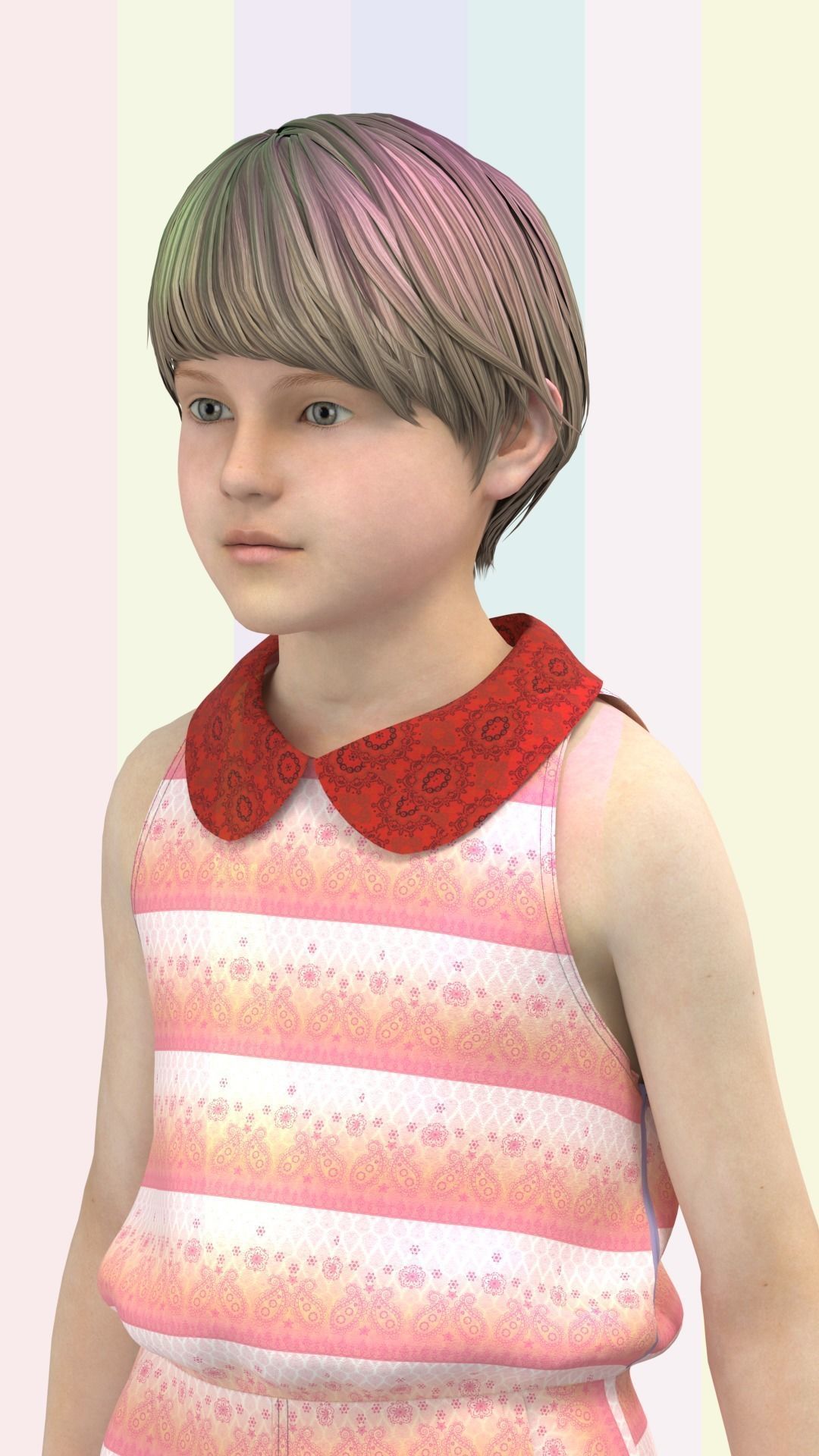 Girls Romper Dress  Low-poly 3D model_2