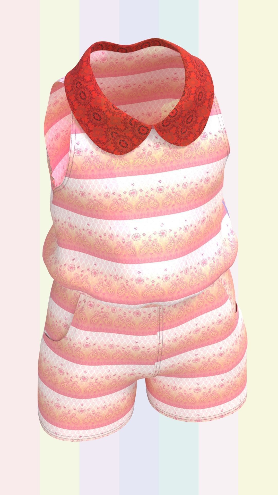 Girls Romper Dress  Low-poly 3D model_5