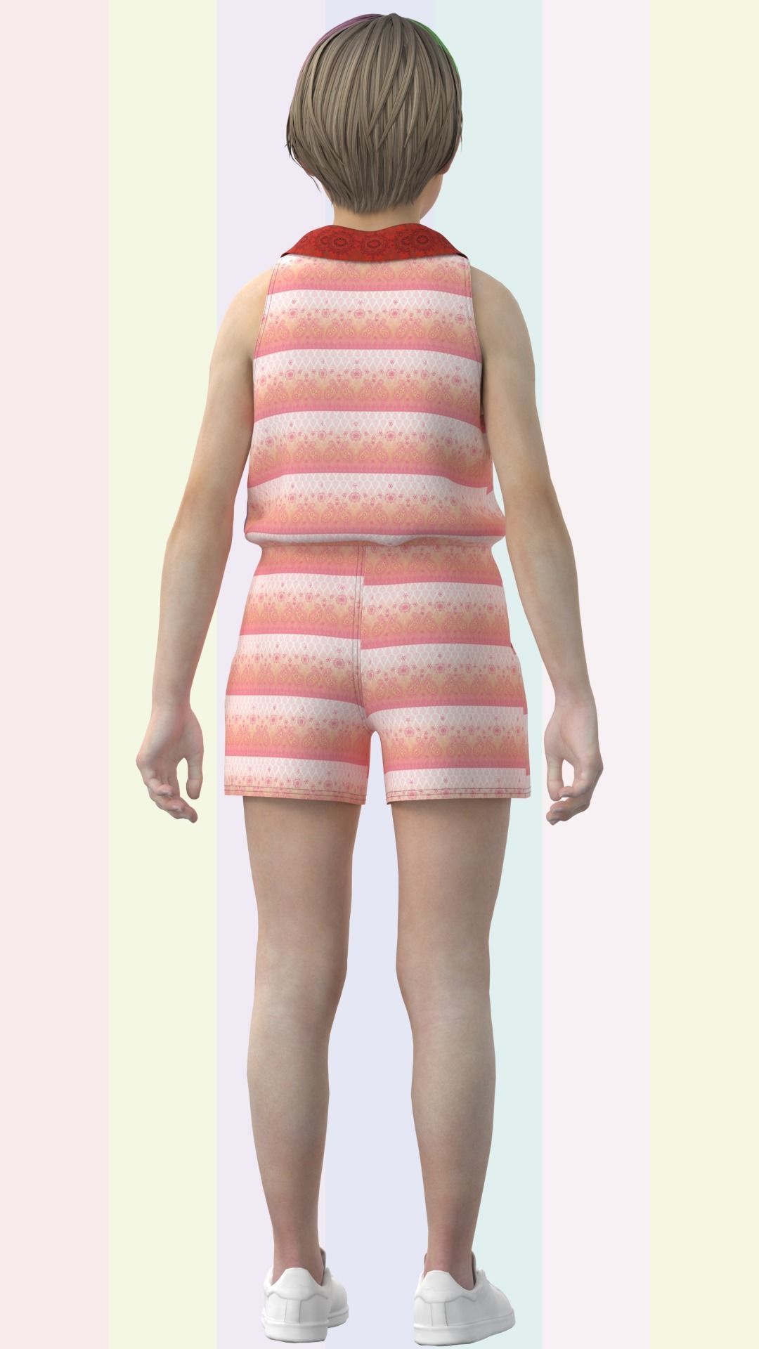 Girls Romper Dress  Low-poly 3D model_3