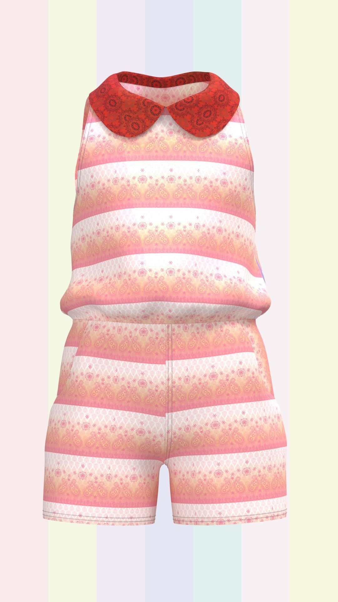 Girls Romper Dress  Low-poly 3D model_4