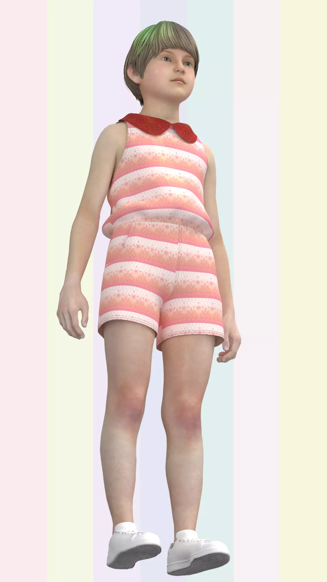 Girls Romper Dress  Low-poly 3D model_0