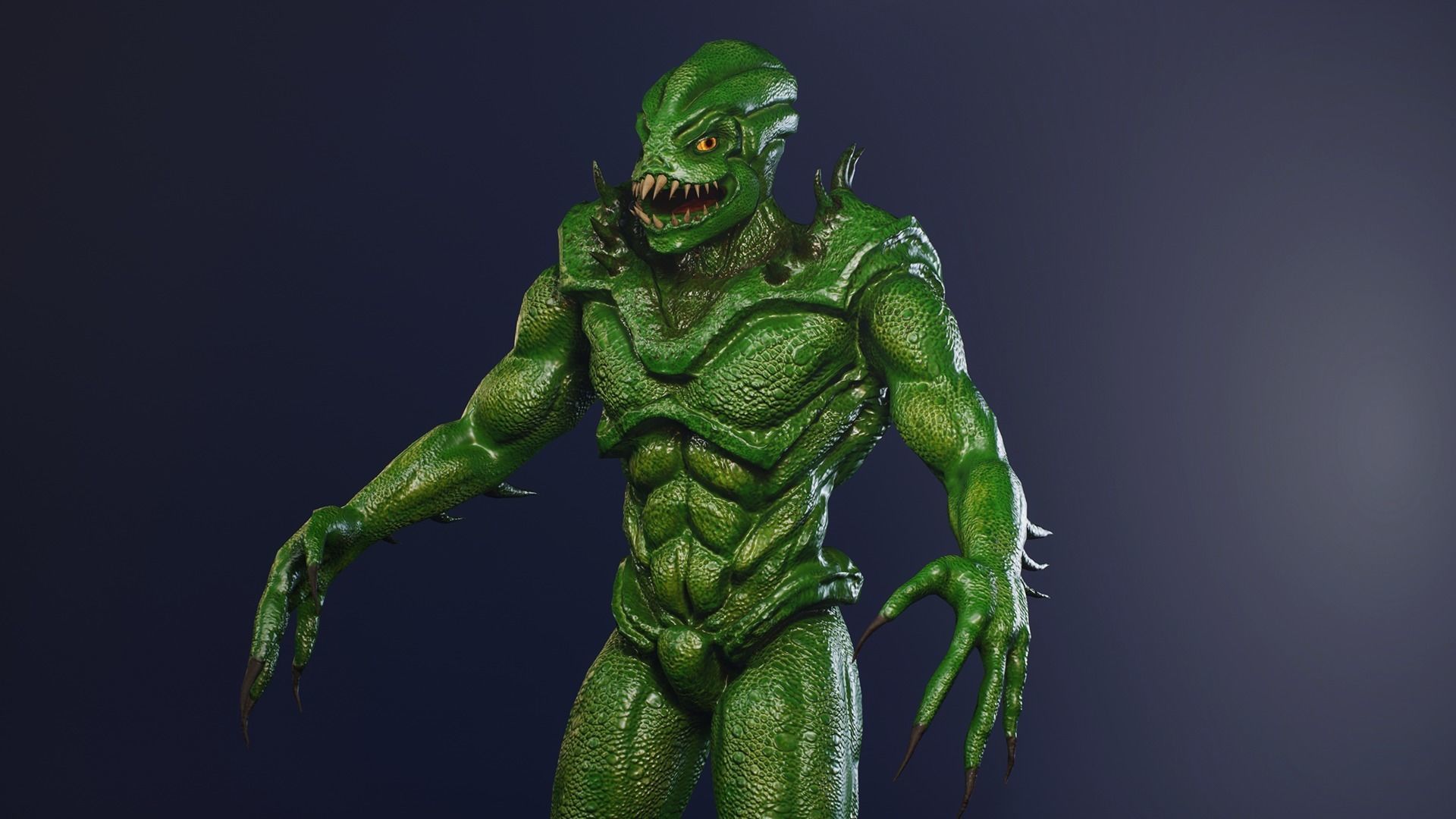 Reptile monster  Low-poly 3D model_5