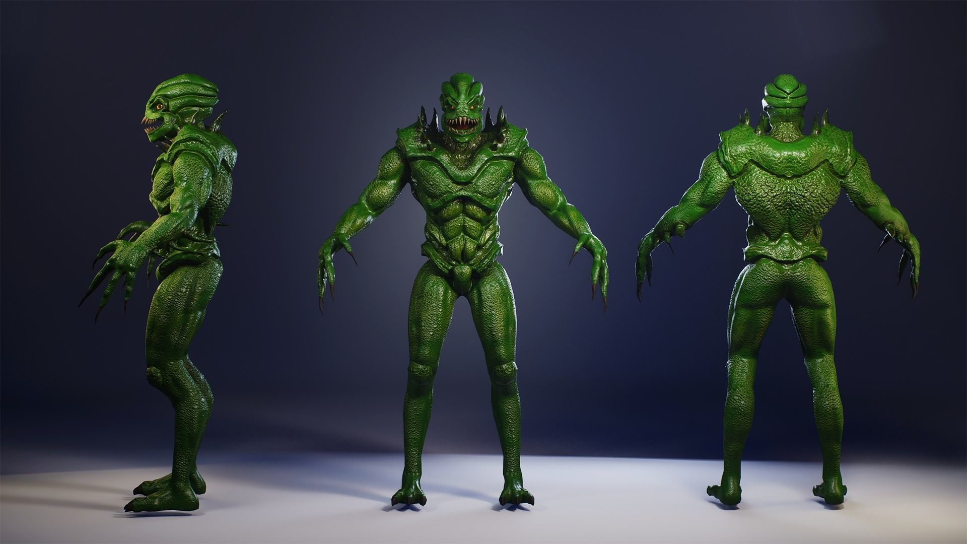 Reptile monster  Low-poly 3D model_4