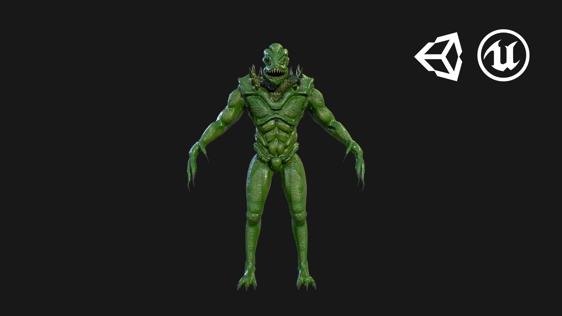 Reptile monster  Low-poly 3D model_9