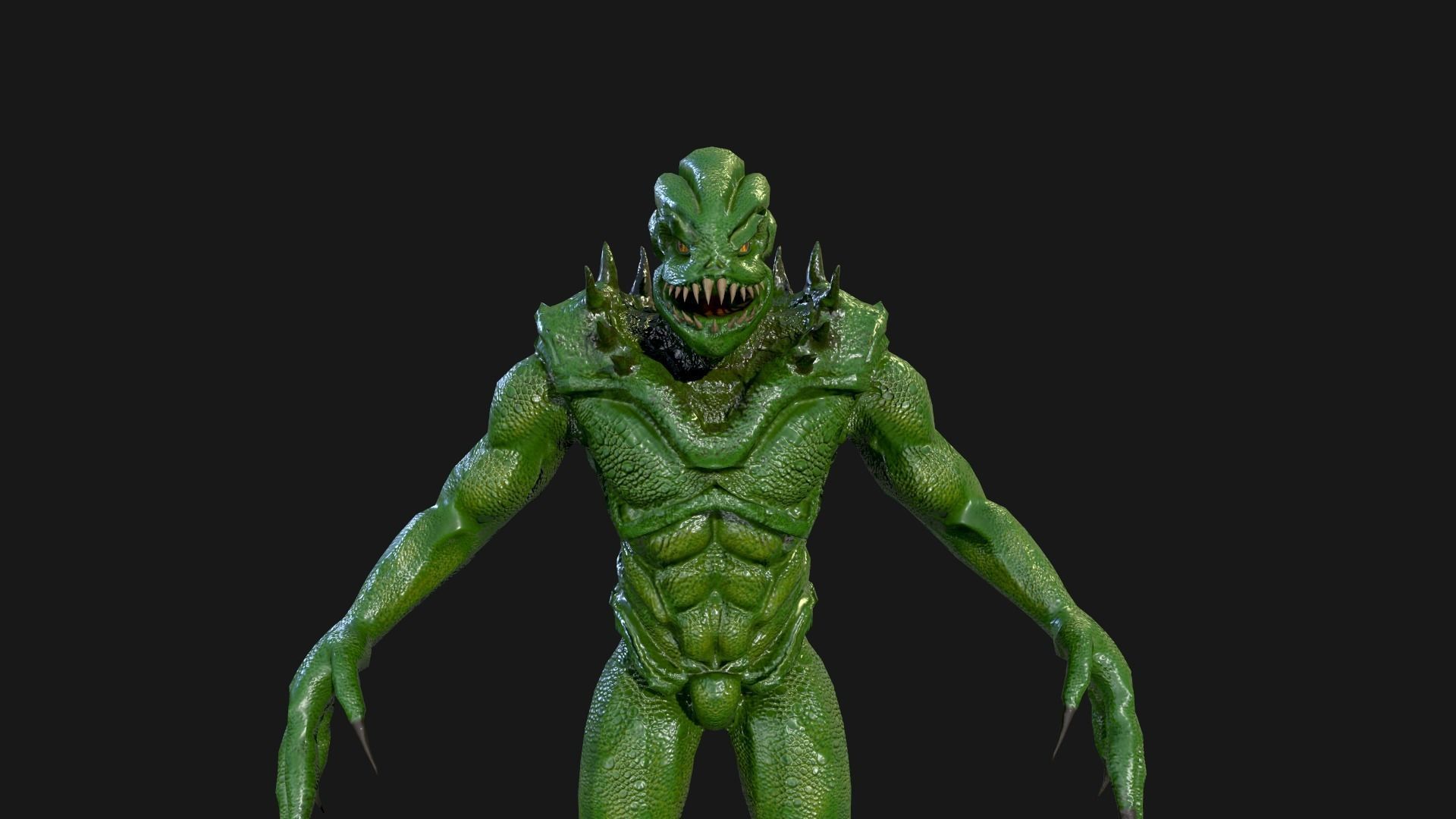 Reptile monster  Low-poly 3D model_10