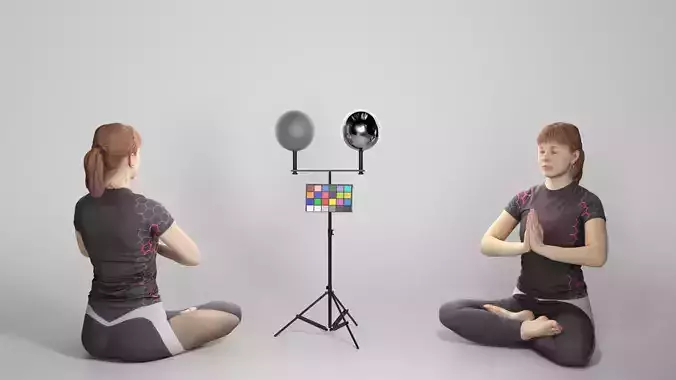 Beautiful young woman in lotus pose 307 Low-poly 3D model