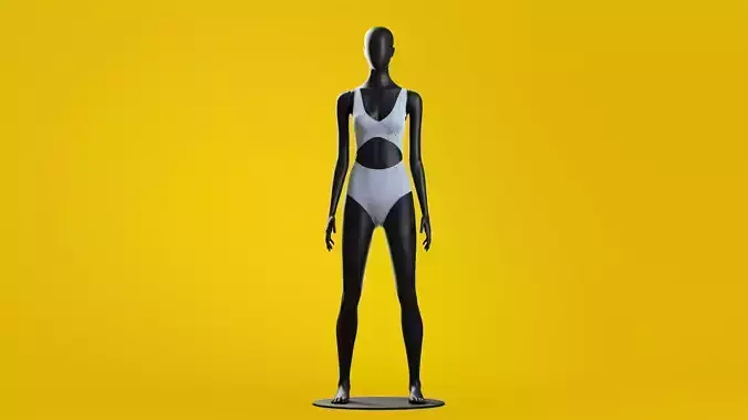 Woman swim Cutout Button-up One-piece 3D model
