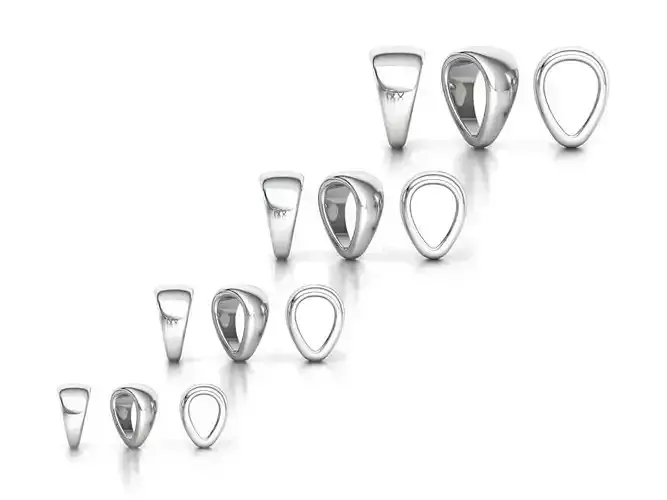 Tapared Bails Classic Bails PACKAGE for Pendants Necklaces v4 3D print model