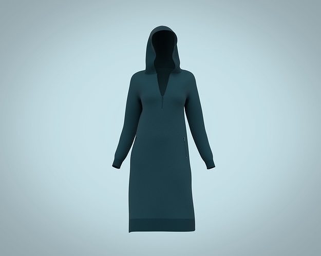 Ladies Long Hoodie 3D model