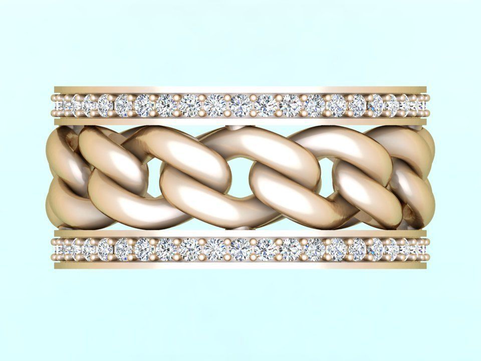 Chain Diamond ring - Miami Cuban ring - N8531A size 7 dot 5 3D print model_7