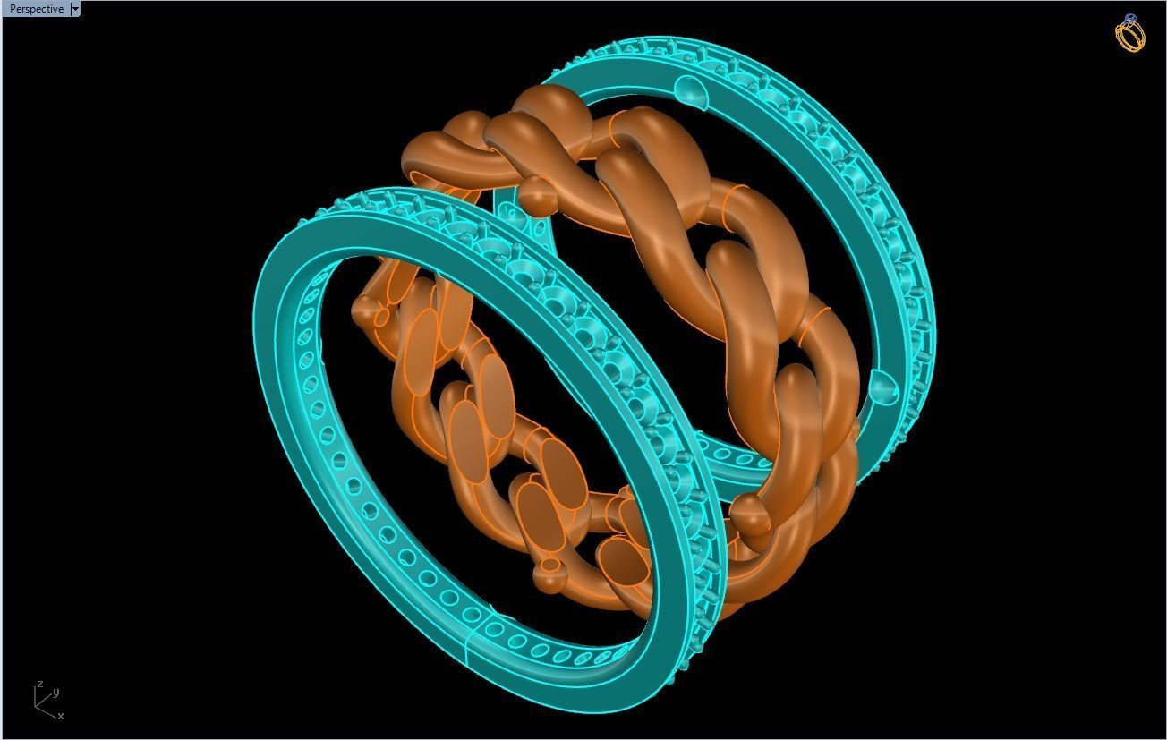 Chain Diamond ring - Miami Cuban ring - N8531A size 7 dot 5 3D print model_10