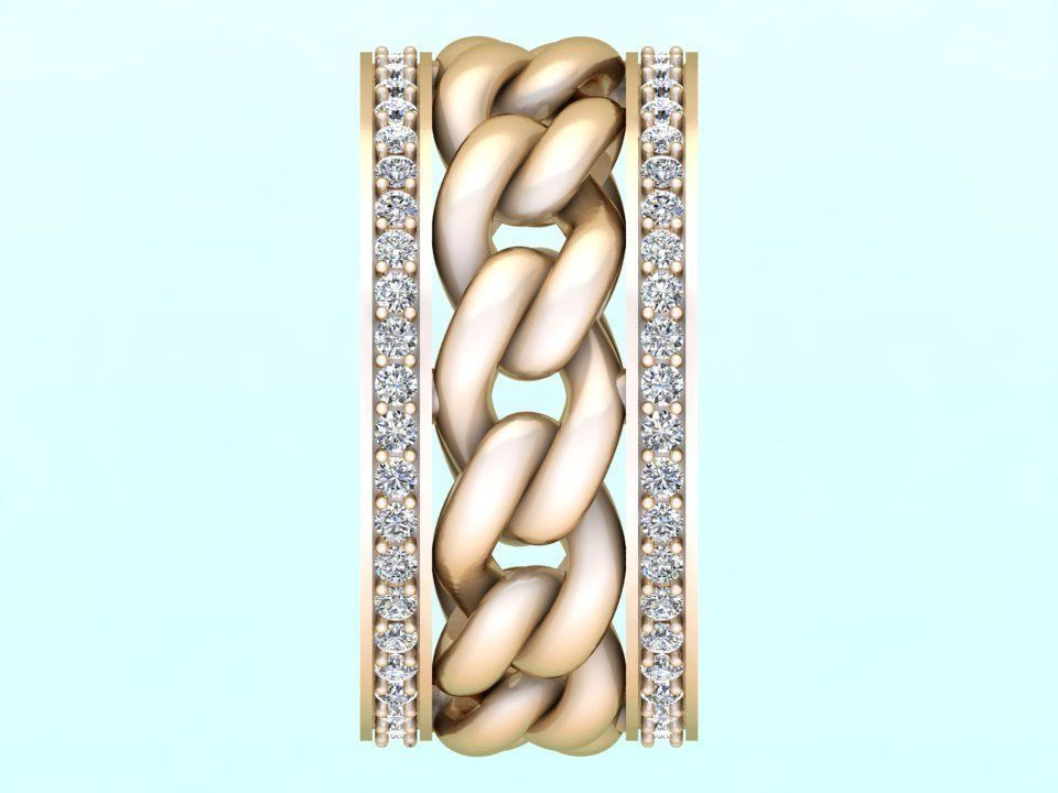 Chain Diamond ring - Miami Cuban ring - N8531A size 7 dot 5 3D print model_6